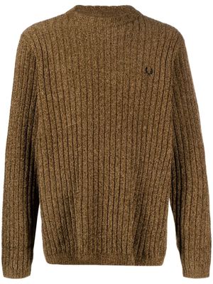 Fred Perry logo-embroidered crew-neck jumper - Neutrals