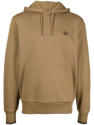 Fred Perry logo-embroidered drawstring hoodie - Brown
