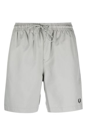 Fred Perry logo-embroidered drawstring swim shorts - Grey