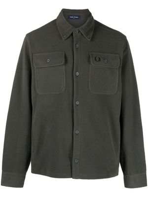 Fred Perry logo-embroidered fleece shirt jacket - Green
