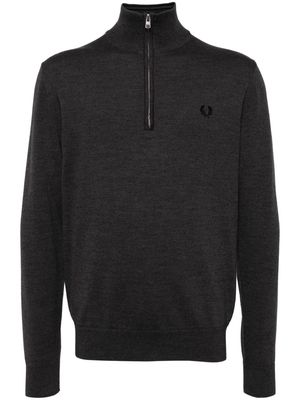 Fred Perry logo-embroidered half-zip jumper - Grey