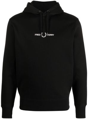 Fred Perry logo-embroidered jersey hoodie - Black