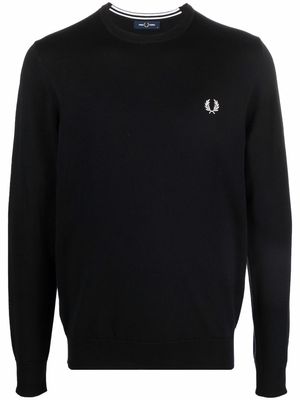 Fred Perry logo-embroidered knitted jumper - Black