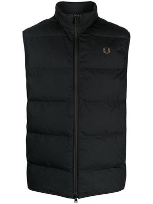 Fred Perry logo-embroidered padded gilet - Black