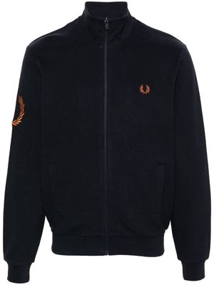 Fred Perry logo-embroidered piqué bomber jacket - Blue