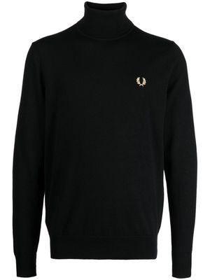 Fred Perry logo-embroidered roll-neck jumper - Black