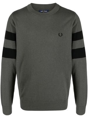 Fred Perry logo-embroidered stripe-detailing jumper - Green
