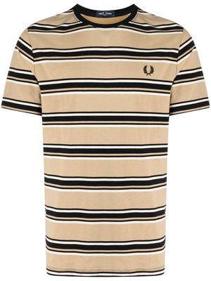 Fred Perry logo-embroidered striped cotton T-shirt - Multicolour