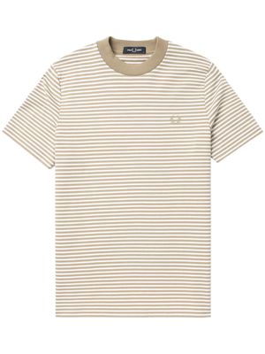 Fred Perry logo-embroidered striped cotton T-shirt - Neutrals