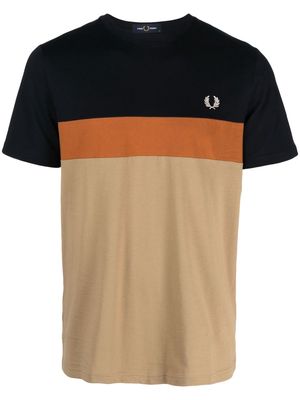 Fred Perry logo-embroidered striped T-shirt - Brown