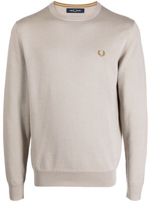Fred Perry logo-embroidered wool-cotton blend jumper - Brown