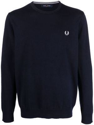 Fred Perry logo-embroidered wool-cotton jumper - Blue