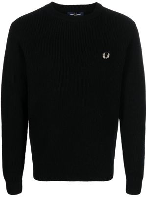 Fred Perry logo-embroidered wool jumper - Black