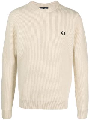 Fred Perry logo-embroidered wool jumper - Neutrals