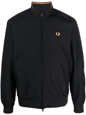Fred Perry logo-embroidered zip-up jacket - Black