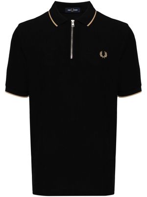 Fred Perry logo-embroidery cotton polo shirt - Black
