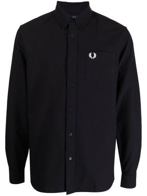 Fred Perry logo-embroidery cotton shirt - Black