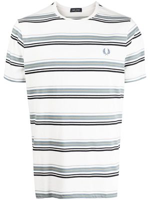 Fred Perry logo-embroidery plaid cotton T-shirt - White