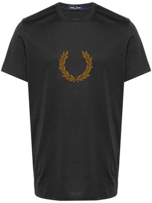 Fred Perry logo-flocked cotton T-shirt - Grey