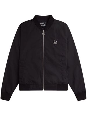 Fred Perry logo-plaque cotton bomber jacket - Black