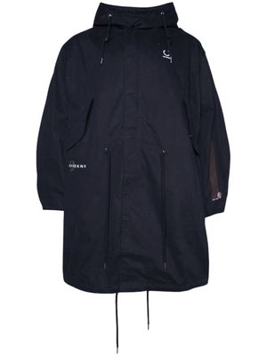 Fred Perry logo-print hooded cotton parka - Black
