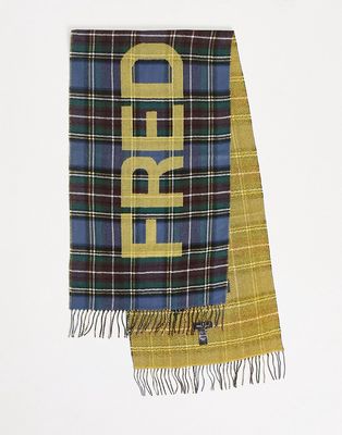 Fred Perry oversized branded check scarf in multi