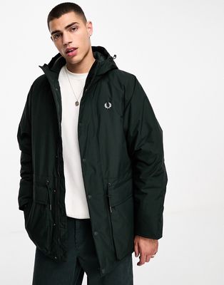 Fred Perry padded zip through jacket in night green