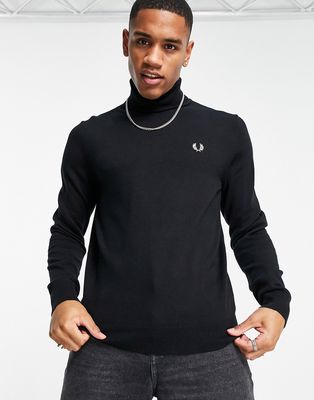 Fred Perry plain turtle neck sweater in black