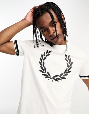 Fred Perry printed laurel wreath t-shirt in snow white