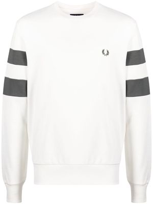 Fred Perry Ringer-embroidered cotton sweatshirt - White