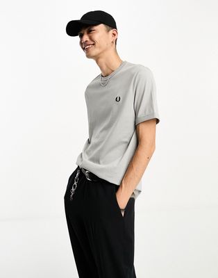 Fred Perry ringer t-shirt in limestone gray