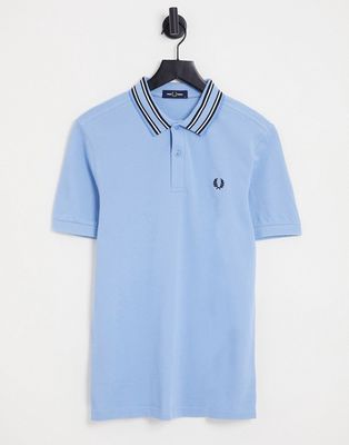 Fred Perry striped collar polo shirt in blue