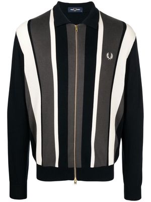 Fred Perry striped cotton zip-up cardigan - Blue
