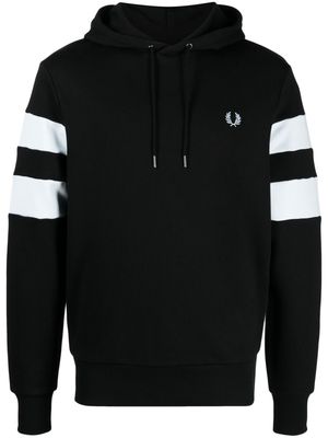 Fred Perry striped sleeve cotton hoodie - Black
