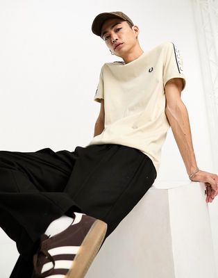 Fred Perry taped ringer t-shirt in oatmeal-Neutral