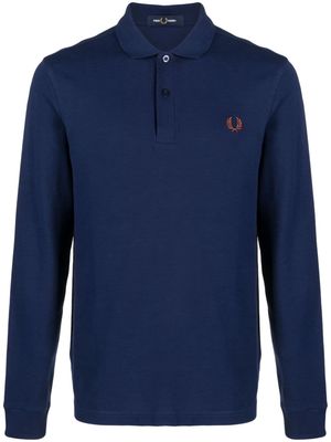 Fred Perry Tennis logo-embroidered piqué polo shirt - Blue