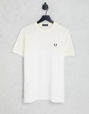 Fred Perry terry pique T-shirt in cream-White