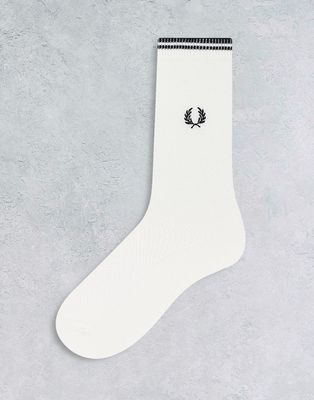 Fred Perry tipped socks in white
