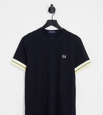 Fred Perry Tramline tipped pique T-shirt in navy