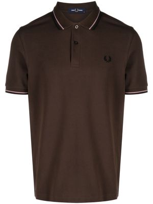 Fred Perry Twin Tipped logo-embroidered piqué polo shirt - Brown