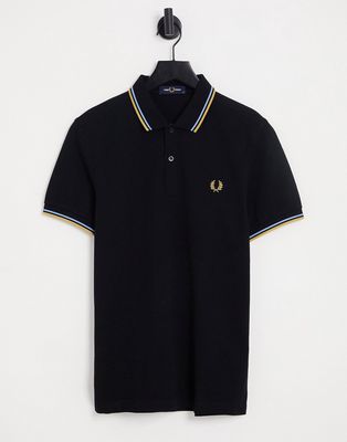 Fred Perry twin tipped polo shirt in black