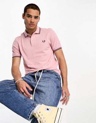 Fred Perry twin tipped polo shirt in chalky pink