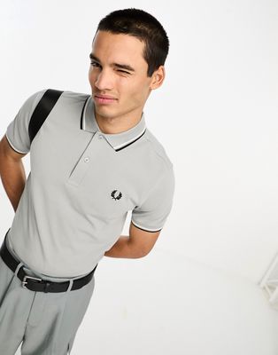 Fred Perry twin tipped polo shirt in ecru white