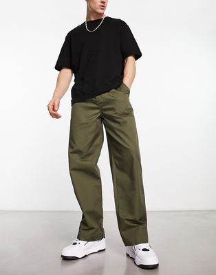 Fred Perry wide leg drawstring pants in khaki-Green