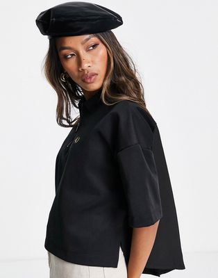 Fred Perry woven panel polo shirt in black
