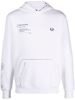 Fred Perry x GATE194 signature-print hoodie - White