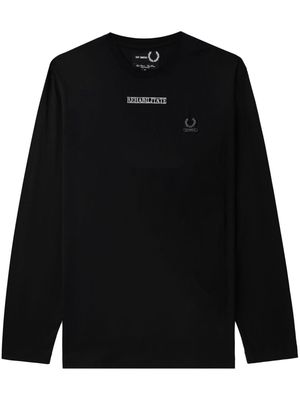 Fred Perry x Raf Simons slogan-embroidered cotton T-shirt - Black