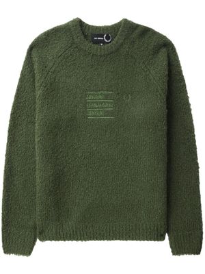 Fred Perry x Raf Simons slogan-embroidered jumper - Green