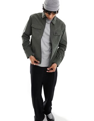 Fred Perry zip thru overshirt in field green