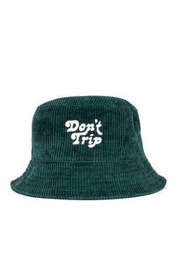 Free & Easy Don't Trip Fat Corduroy Bucket Hat in Dark Green.